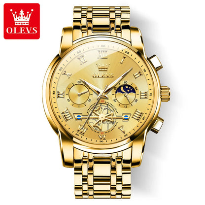 OLEVS 2859 Montre de luxe étanche en acier inoxydable à quartz pour hommes Chronographe Lumineuse Montres-bracelets pour hommes Relojes Para Hombre