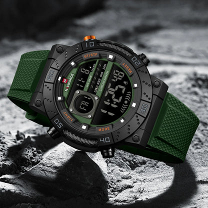 NAVIFORCE – Montres militaires pour hommes, à quartz numérique, en silicone, chronographe, étanche, avec affichage de la date