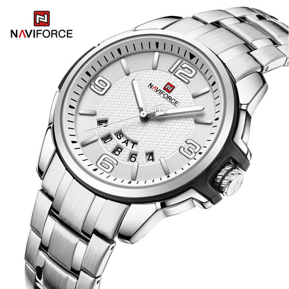 Montre-bracelet à quartz décontractée pour hommes, marque NAVIFORCE, en acier inoxydable, style affaires, étanche et lumineuse, Relogio