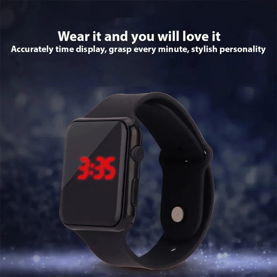 Montre numérique simple pour hommes femmes Mode sport Montre électronique LED Bracelet en silicone noir Montre décontractée pour hommes Reloj Hombre
