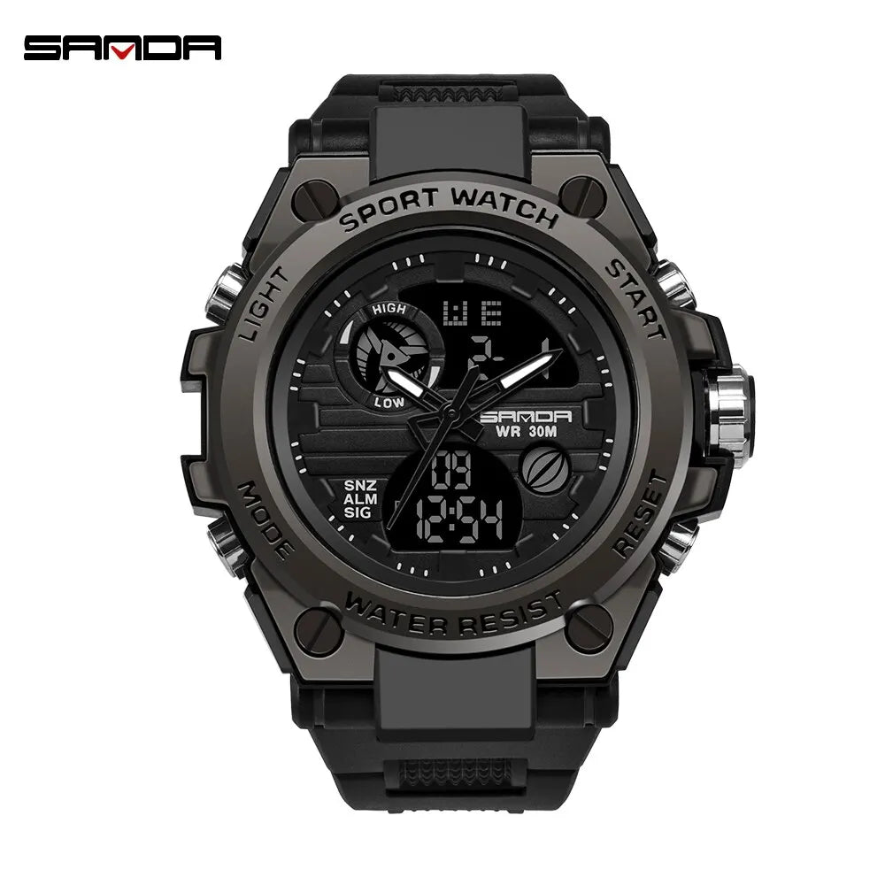 SANDA Montres de Luxe Hommes Militaire Armée Montre Homme Étanche Sport Montre-Bracelet Double Affichage Homme Relogio Masculino