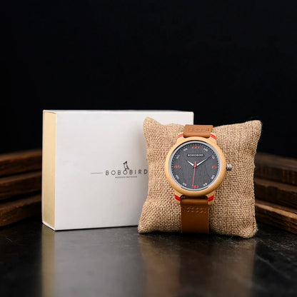 BOBO BIRD Universal Bamboo Wooden Leather Watch