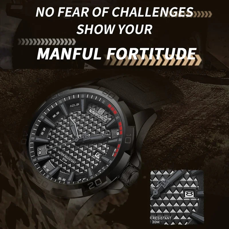 Montre à quartz pour hommes NAVIFORCE de grande marque, Sportive, antichoc, étanche, en cuir, masculine, mode de luxe, décontractée avec calendrier