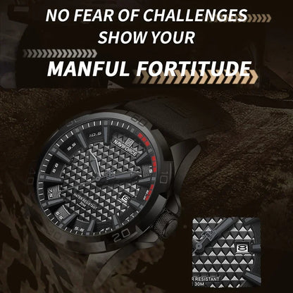Montre à quartz pour hommes NAVIFORCE de grande marque, Sportive, antichoc, étanche, en cuir, masculine, mode de luxe, décontractée avec calendrier