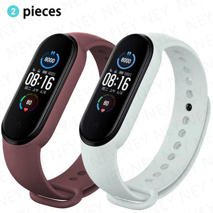 2PCS Watch Strap For Xiaomi Mi Band 7 6 5 4 3 Wristband Silicone Bracelet Wrist Straps MiBand 3/4 band6 Smartwatch Accessories