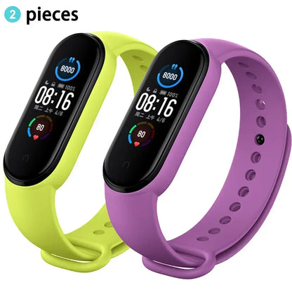 2PCS Watch Strap For Xiaomi Mi Band 7 6 5 4 3 Wristband Silicone Bracelet Wrist Straps MiBand 3/4 band6 Smartwatch Accessories