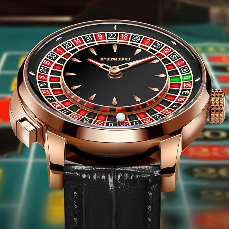 PINDU NH35A Roulette Table Montre mécanique étanche à saphir avec sphère en céramique