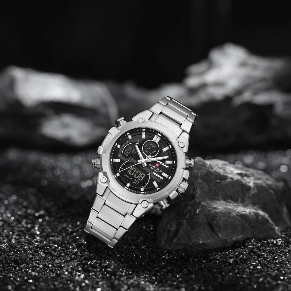 NAVIFORCE NF9278 Dual Display Stainless Steel Watch
