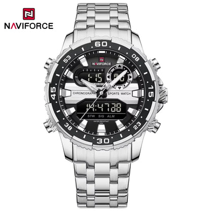 Montres Homme NAVIFORCE Original Tendance Marque LCD Affichage Analogique Numérique Quartz Homme Horloge 30m Étanche Lumineuse Montre-Bracelet Homme