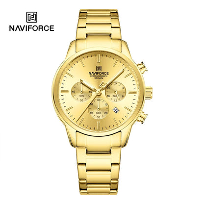 Montre Homme NAVIFORCE Quartz Calendrier Étanche 3ATM Affichage de la Date Bracelet en Acier Montre-Bracelet de Luxe Sport à la Mode NF8076