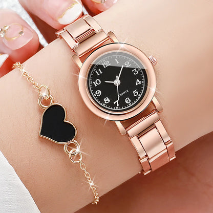 Lot de 2 montres carrées tendance pour femmes, bracelet en acier inoxydable, montre à quartz avec bracelet en forme de cœur