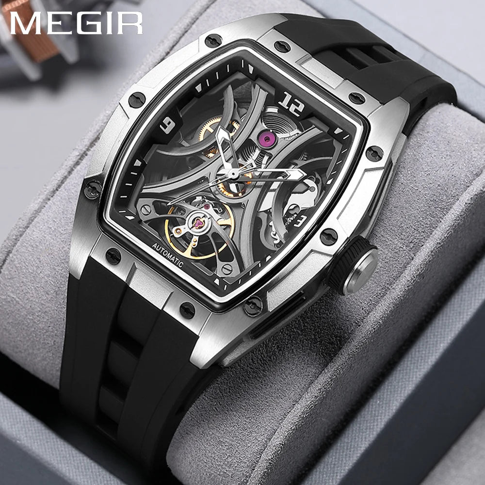 MEGIR 2026 Nouvelle montre automatique mécanique pour homme, marque de luxe, mouvement en acier inoxydable, étanche, Relogio