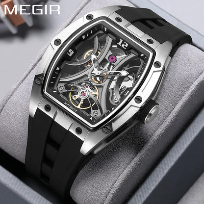 MEGIR 2026 Nouvelle montre automatique mécanique pour homme, marque de luxe, mouvement en acier inoxydable, étanche, Relogio