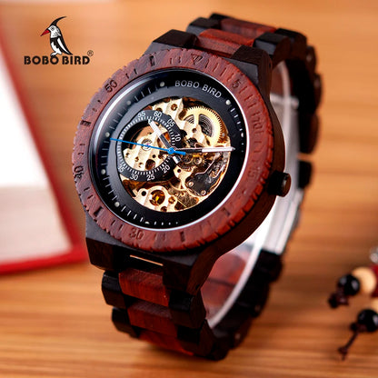 BOBO BIRD Montre Mécanique en Bois Homme Relogio Masculino Grandes Montres Homme Marque de Luxe Montres bracelet homme Dropshipping