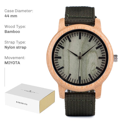 Montre en bois BOBO BIRD pour hommes et femmes Montres en bois unisexes légères fabriquées à la main Offre à durée limitée personnalisée