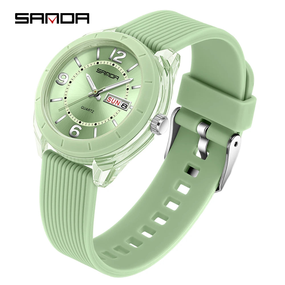 SANDA Quartz Watch for Women Waterproof Auto Date Week Elegant Luxury Ladies Wristwatch Waterproof Analog Women's Watches