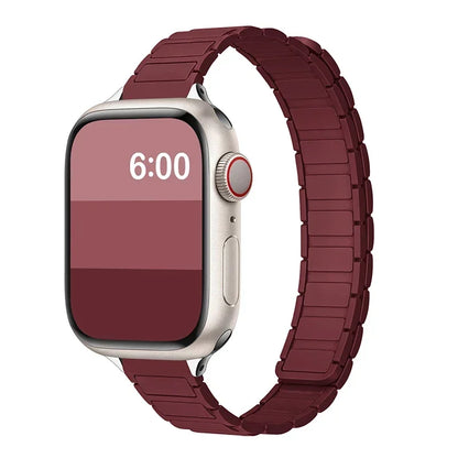 Bracelet fin en silicone à sangle magnétique pour femme pour Apple Watch S11 10 46/42mm 45mm 44 38mm 40mm 41mm 42mm iWatch SE 9 8 7 6 5 4 3 2 1