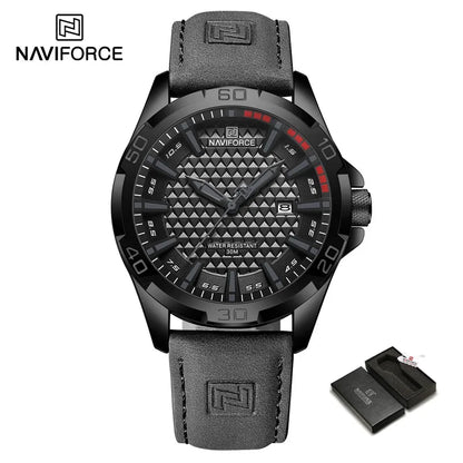 Montre à quartz pour hommes NAVIFORCE de grande marque, Sportive, antichoc, étanche, en cuir, masculine, mode de luxe, décontractée avec calendrier