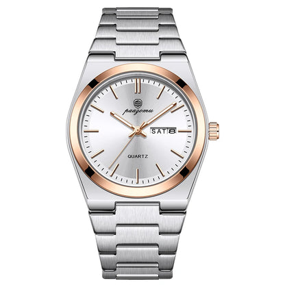 PAAZOMU Ultra Thin Quartz Watch Men Women Minimalist Style Waterproof Luminous Wristwatch Comfortable Strap Daily Office Gift