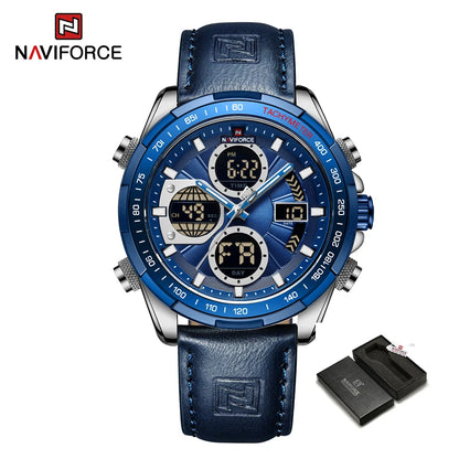 Nouvelles montres NAVIFORCE pour hommes en cuir montres-bracelets militaires de sport étanches à quartz chronographe masculin