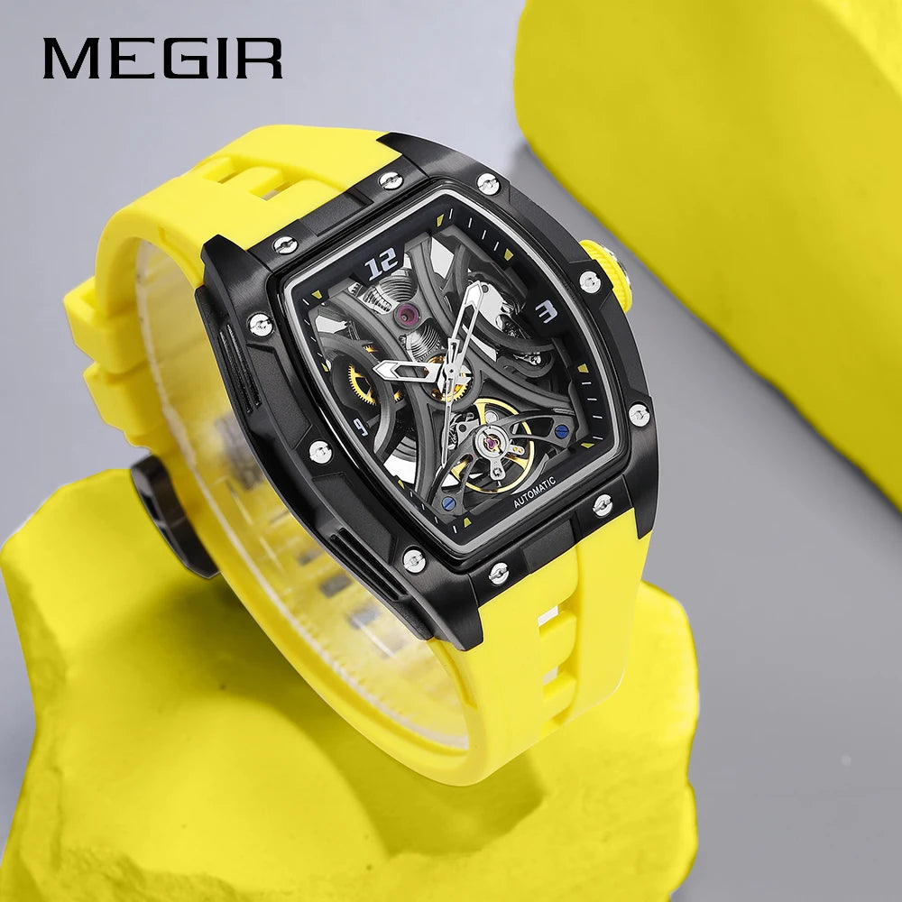 MEGIR 2026 Nouvelle montre automatique mécanique pour homme, marque de luxe, mouvement en acier inoxydable, étanche, Relogio