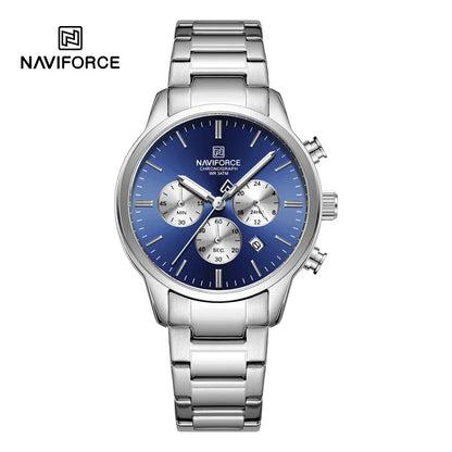 Montre Homme NAVIFORCE Quartz Calendrier Étanche 3ATM Affichage de la Date Bracelet en Acier Montre-Bracelet de Luxe Sport à la Mode NF8076