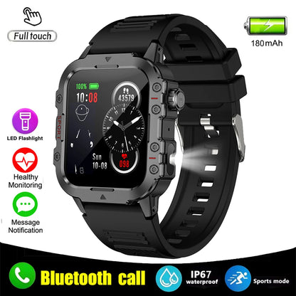 Montre intelligente militaire pour hommes 2026 IP67 3ATM, moniteur de santé de suivi de fitness sportif en extérieur de 1,44 pouce avec appel Bluetooth