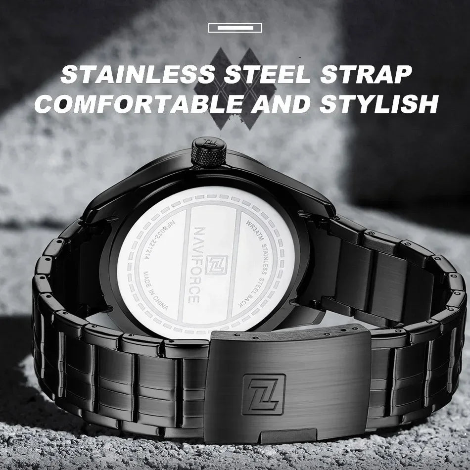 Montre NAVIFORCE Homme de Marque Haut de Gamme Étanche Quartz Business Décontractée Montres-bracelets Bracelet Acier Inoxydable Date Horloge Relogio Masculino