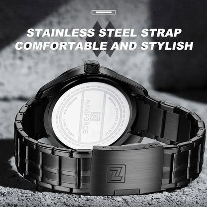 Montre NAVIFORCE Homme de Marque Haut de Gamme Étanche Quartz Business Décontractée Montres-bracelets Bracelet Acier Inoxydable Date Horloge Relogio Masculino