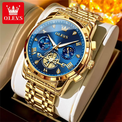 OLEVS Classic Multifunctional Flywheel Moon Phase Watch