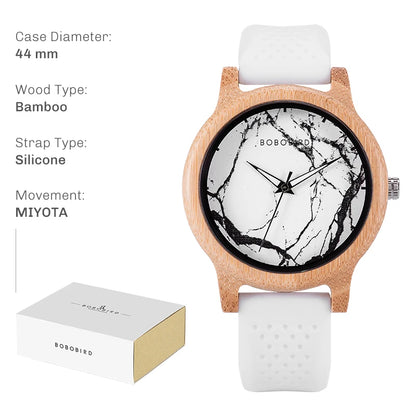 Montre en bois unisexe BOBO BIRD pour hommes et femmes, légère, fabriquée à la main, à quartz, personnalisée en bambou