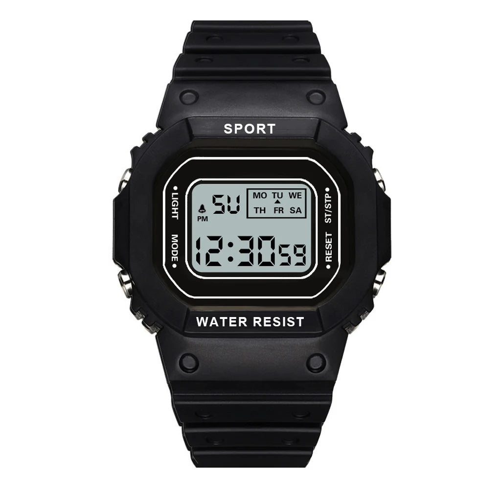 Montre de sport YIKAZE pour garçons et filles, montre électronique à LED pour étudiants, montre numérique carrée colorée pour hommes et femmes, montre étanche en caoutchouc