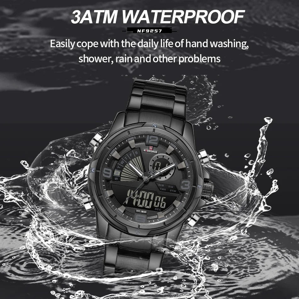 NAVIFORCE Montres de Luxe Militaires pour Hommes Chronographe Mode Alarme Montres-bracelets à Quartz pour Hommes Sports Calendrier Mensuel Étanche Cadeau