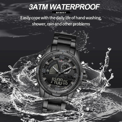 NAVIFORCE Montres de Luxe Militaires pour Hommes Chronographe Mode Alarme Montres-bracelets à Quartz pour Hommes Sports Calendrier Mensuel Étanche Cadeau