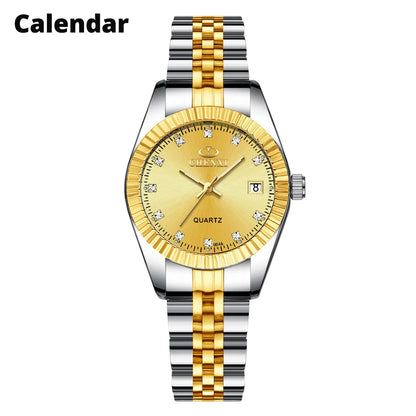 ChronoState Golden Aura Rhinestone Quartz Watch for Women