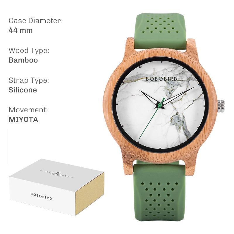 Montre en bois unisexe BOBO BIRD pour hommes et femmes, légère, fabriquée à la main, à quartz, personnalisée en bambou