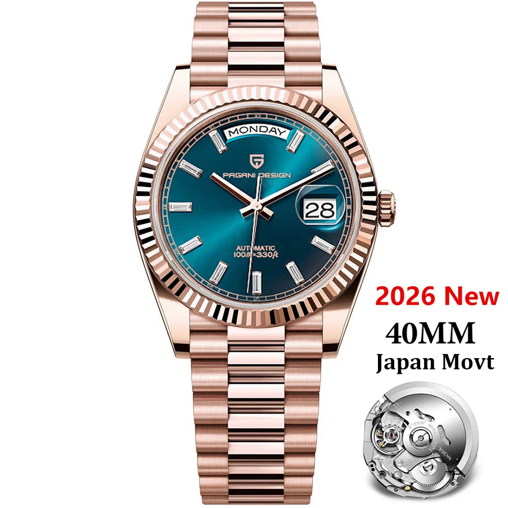 PAGANI DESIGN Montres Hommes DD40 Or Blanc Luxe Montre Automatique Hommes TMI NH36A Date Semaine Montres Mécaniques Pour Hommes Nouveauté 2026