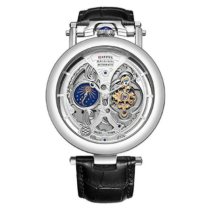 Nouvelles montres mécaniques automatiques creuses à la mode pour hommes, montres-bracelets squelettes à tourbillon en cuir décontractées, Relogio Masculino