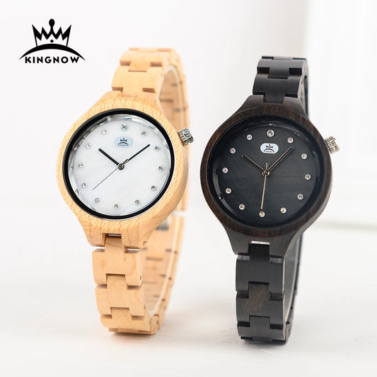 BOBOBIRD & KINGNOW Luxury Quartz Wood Wristwatch Men's Vintage Watch Real Wood Hand Watch with Gift Box for Men & Women's Gifts
