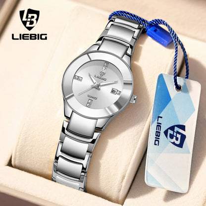 LIEBIG Fashion Golden Luminous Dispaly Quartz Watches Girl Luxury Full Steel Strap Waterproof Wristwatch Woman Clock Reloj Hombr