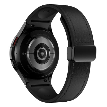 Genuine Leather+silicone Strap for Samsung Galaxy Watch 6 5 7 44mm 40mm 20 Bracelet Galaxy Watch 6 4 Classic 47mm 46mm 43mm 42mm