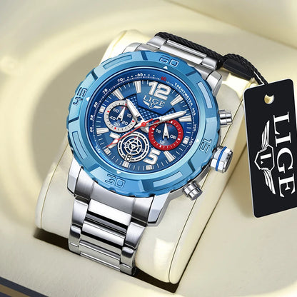 Relogio Masculino LIGE Sport Men Watch Montre Homme de Luxe de Marque Supérieure à Quartz Montre-Bracelet Homme Tendance Militaire Étanche Chronographe Horloge Masculine