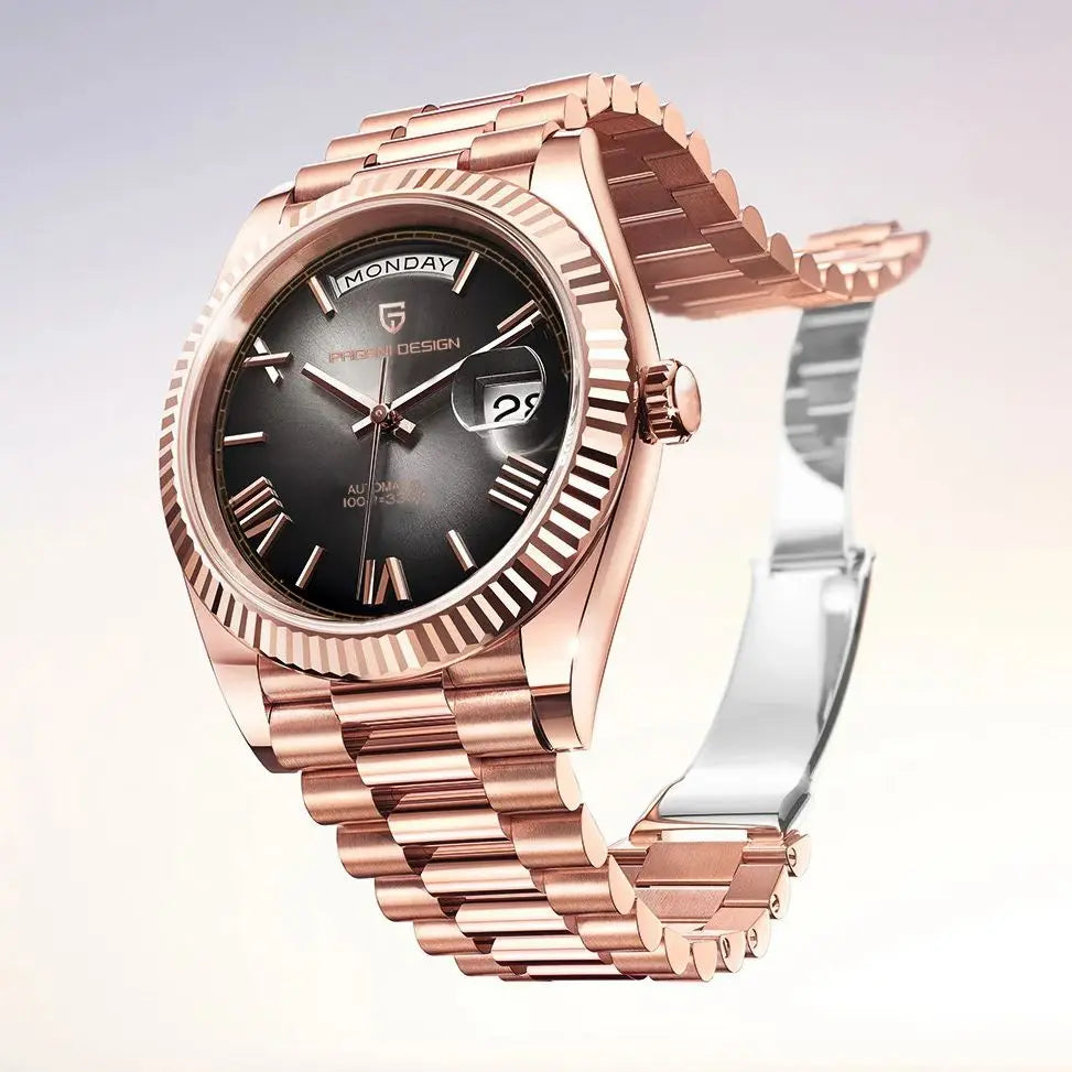 PAGANI DESIGN 2026 Nouvelle Montre Automatique Luxe Or Rose DD40 Pour Homme NH36A Montre-Bracelet Mécanique Homme Étanche en Acier Inoxydable