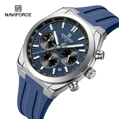 NAVIFORCE Montres Homme Chronographe Multifonctionnel Bracelet en Silicone Aiguilles Lumineuses Étanche 3ATM Haute Qualité Original pour Homme