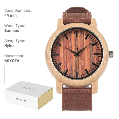Montre en bois BOBO BIRD pour hommes et femmes Montres en bois unisexes légères fabriquées à la main Offre à durée limitée personnalisée