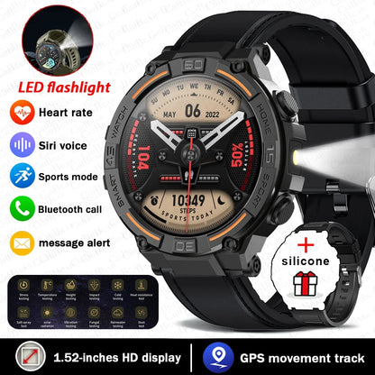 Smartwatch d'extérieur militaire 2026 pour hommes, appels Bluetooth, étanche, moniteur de santé, suivi sportif de course, compatible Android iOS