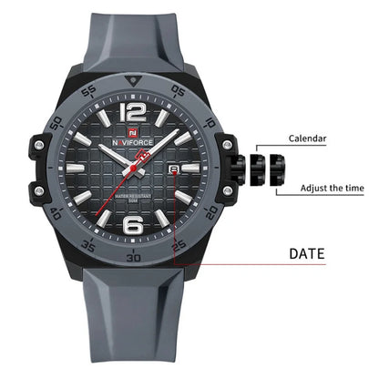 Montre Homme NAVIFORCE Étanche 50m Bracelet Silicone Mouvement Quartz Montre-Bracelet Sport Décontractée Tendance pour Homme Cadeau