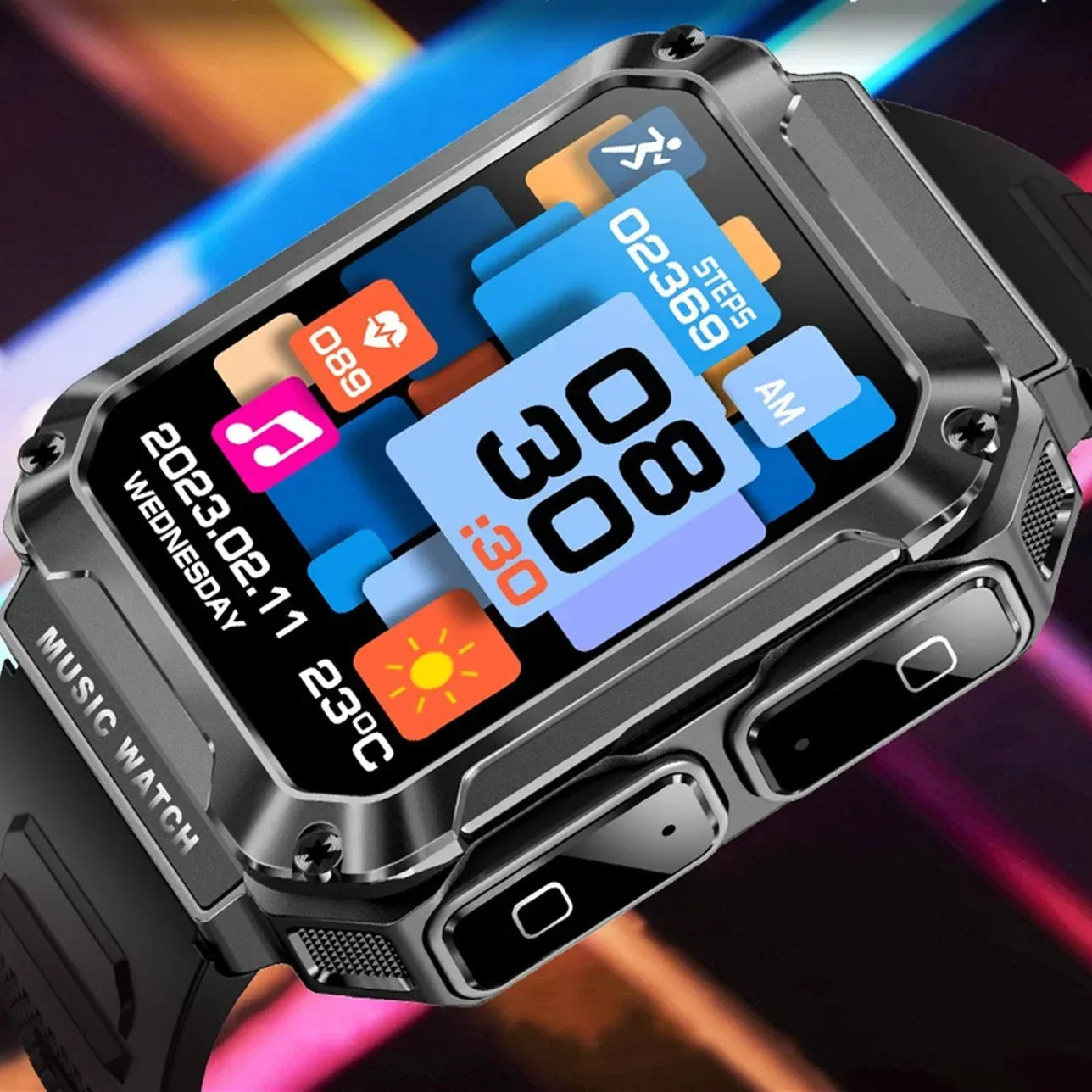 Montre Connectée Sport Hommes TWS Casque Bluetooth Appel 2 en 1 Smartwatch 400 mAh Veille Extra Longue Technologie 3 ATM Montres HD IPS 1,96"