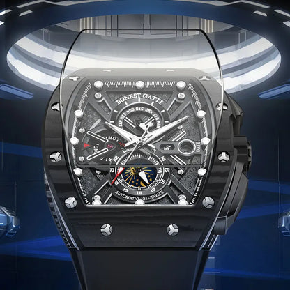 ChronoState BONEST GATTI Carbone – Montre de luxe mécanique automatique | Montre de sport lumineuse en fibre de carbone