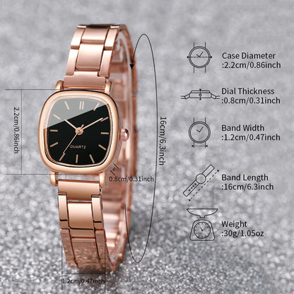 Lot de 2 montres carrées tendance pour femmes, bracelet en acier inoxydable, montre à quartz avec bracelet en forme de cœur
